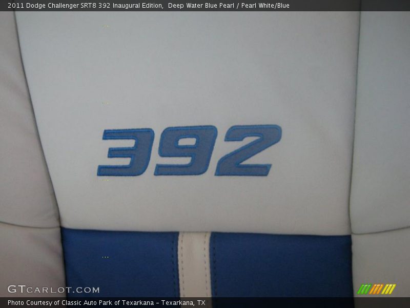 Deep Water Blue Pearl / Pearl White/Blue 2011 Dodge Challenger SRT8 392 Inaugural Edition