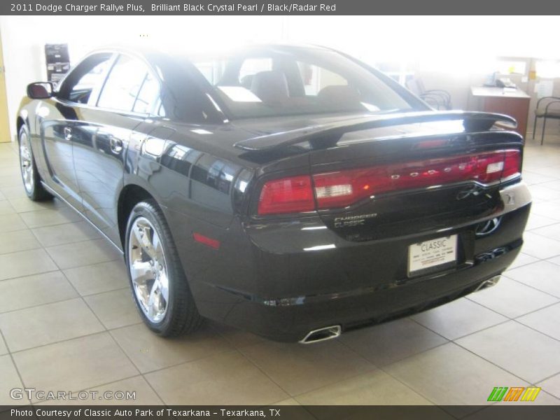 Brilliant Black Crystal Pearl / Black/Radar Red 2011 Dodge Charger Rallye Plus