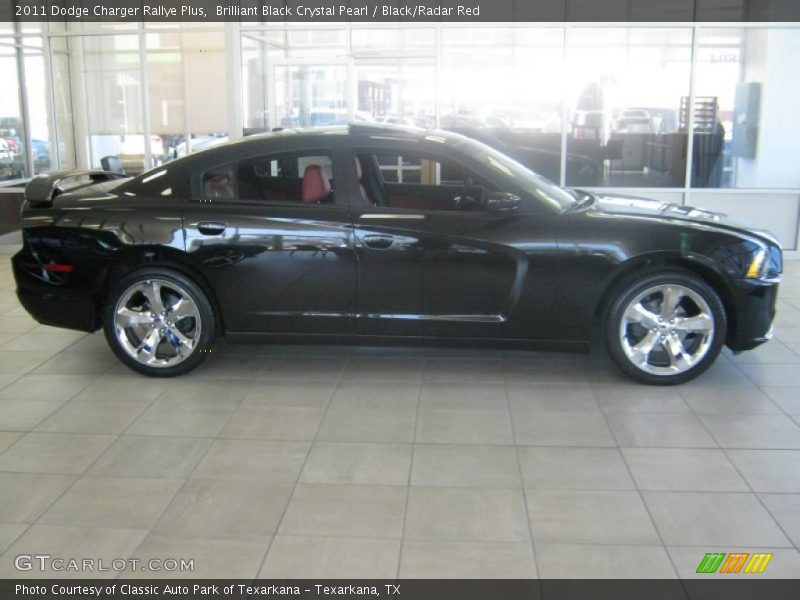Brilliant Black Crystal Pearl / Black/Radar Red 2011 Dodge Charger Rallye Plus
