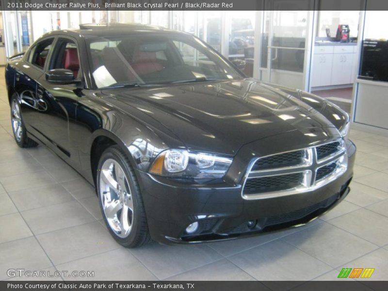 Brilliant Black Crystal Pearl / Black/Radar Red 2011 Dodge Charger Rallye Plus