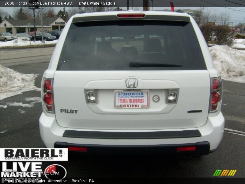 Taffeta White / Saddle 2008 Honda Pilot Value Package 4WD