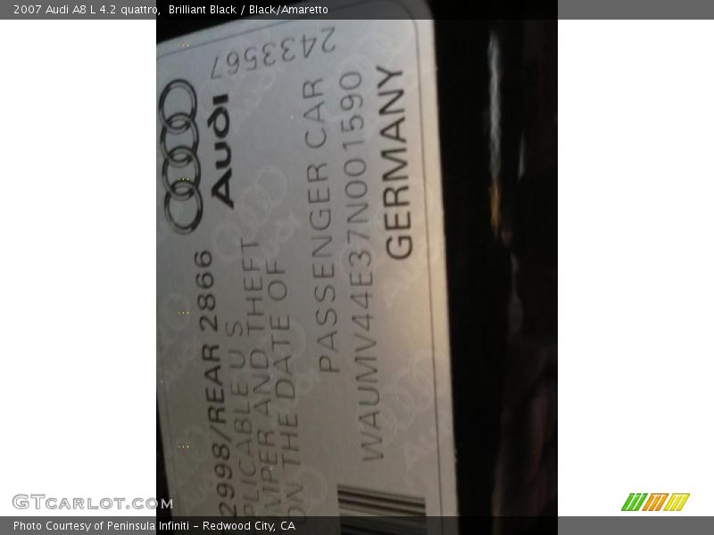 Brilliant Black / Black/Amaretto 2007 Audi A8 L 4.2 quattro