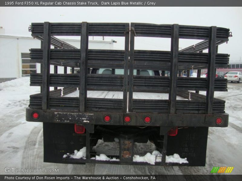 Dark Lapis Blue Metallic / Grey 1995 Ford F350 XL Regular Cab Chassis Stake Truck