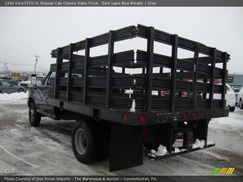 Dark Lapis Blue Metallic / Grey 1995 Ford F350 XL Regular Cab Chassis Stake Truck
