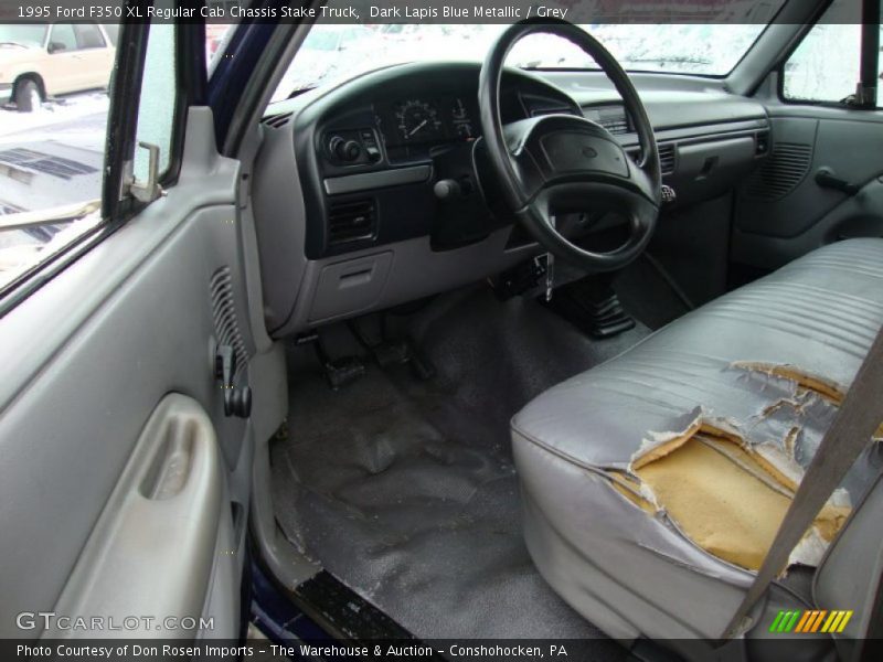 Dark Lapis Blue Metallic / Grey 1995 Ford F350 XL Regular Cab Chassis Stake Truck