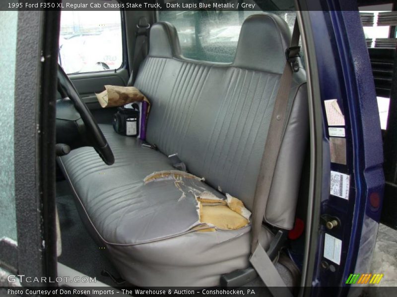 Dark Lapis Blue Metallic / Grey 1995 Ford F350 XL Regular Cab Chassis Stake Truck