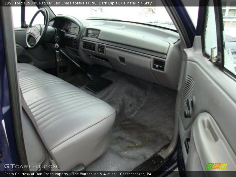 Dark Lapis Blue Metallic / Grey 1995 Ford F350 XL Regular Cab Chassis Stake Truck