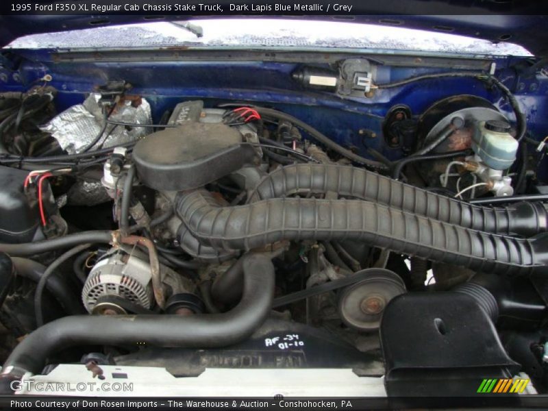 Dark Lapis Blue Metallic / Grey 1995 Ford F350 XL Regular Cab Chassis Stake Truck