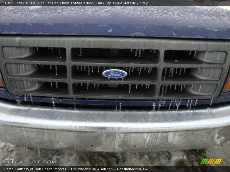 Dark Lapis Blue Metallic / Grey 1995 Ford F350 XL Regular Cab Chassis Stake Truck