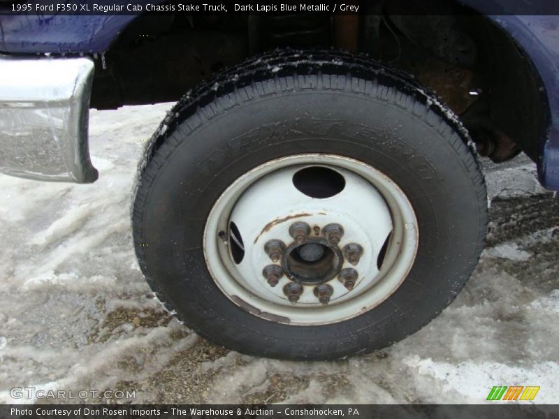 Dark Lapis Blue Metallic / Grey 1995 Ford F350 XL Regular Cab Chassis Stake Truck