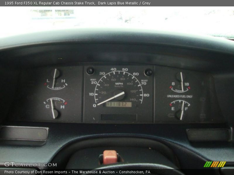 Dark Lapis Blue Metallic / Grey 1995 Ford F350 XL Regular Cab Chassis Stake Truck