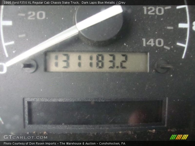 Dark Lapis Blue Metallic / Grey 1995 Ford F350 XL Regular Cab Chassis Stake Truck