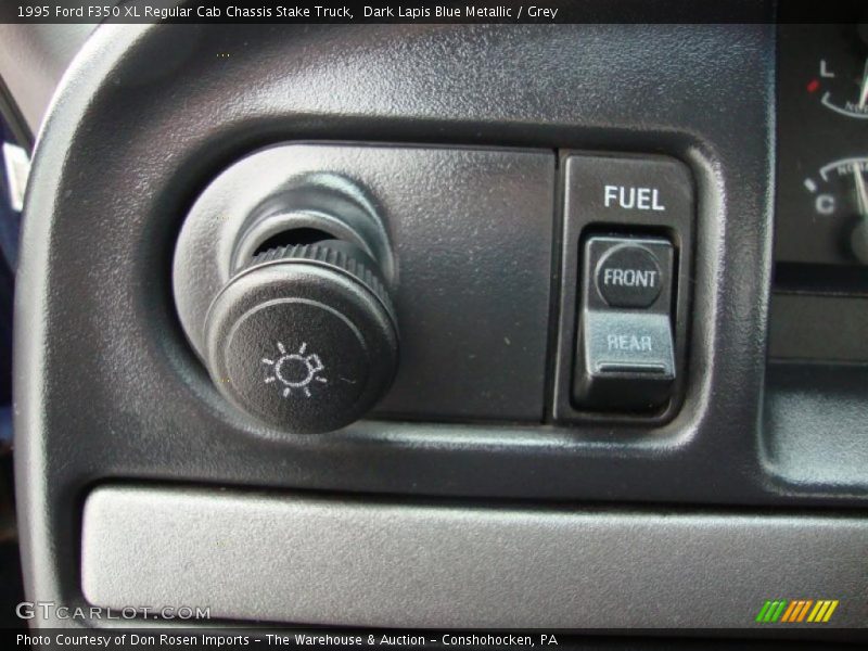 Dark Lapis Blue Metallic / Grey 1995 Ford F350 XL Regular Cab Chassis Stake Truck