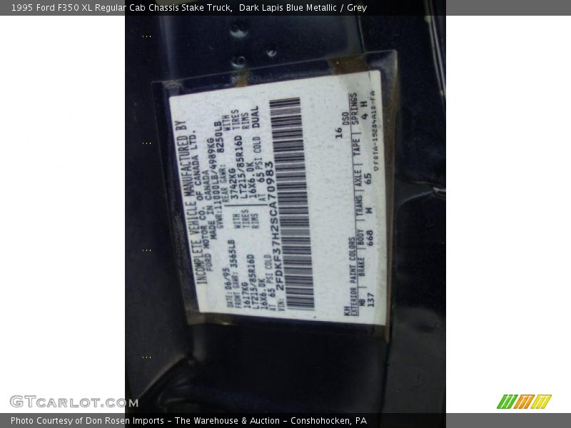 Dark Lapis Blue Metallic / Grey 1995 Ford F350 XL Regular Cab Chassis Stake Truck