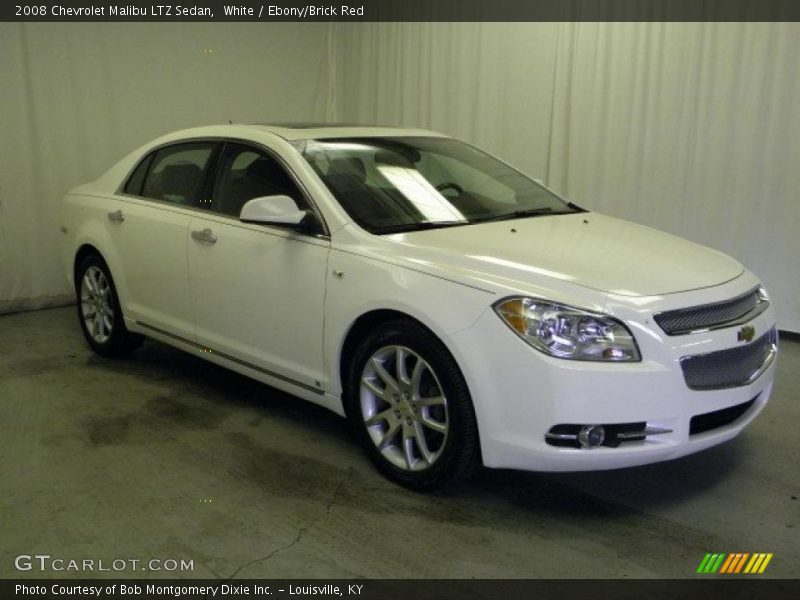 White / Ebony/Brick Red 2008 Chevrolet Malibu LTZ Sedan