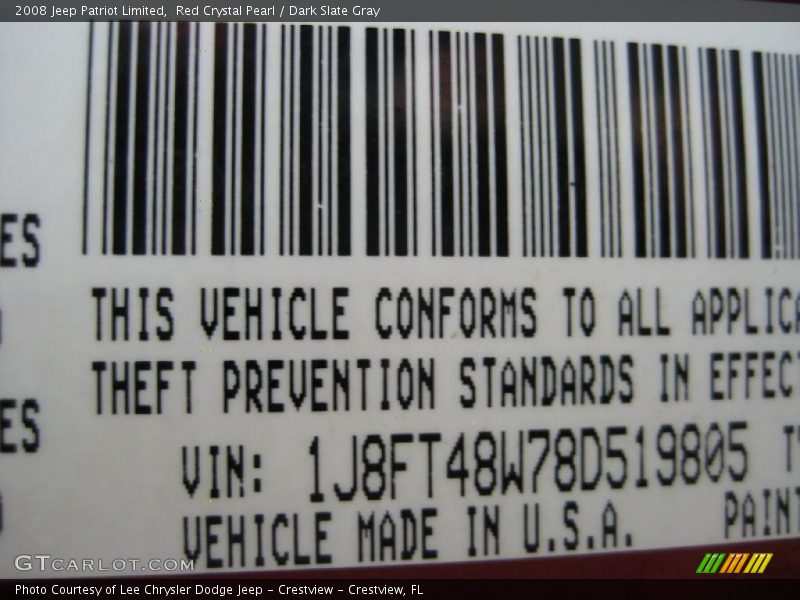 Red Crystal Pearl / Dark Slate Gray 2008 Jeep Patriot Limited