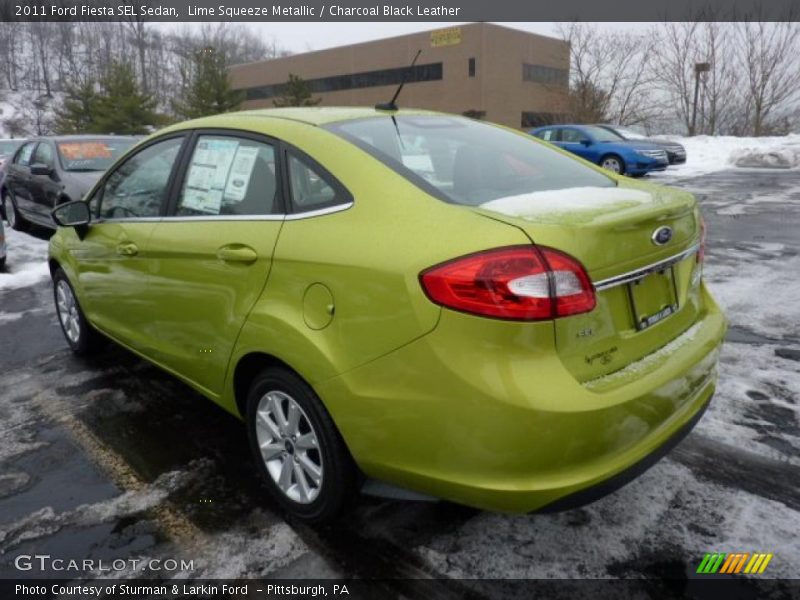 Lime Squeeze Metallic / Charcoal Black Leather 2011 Ford Fiesta SEL Sedan