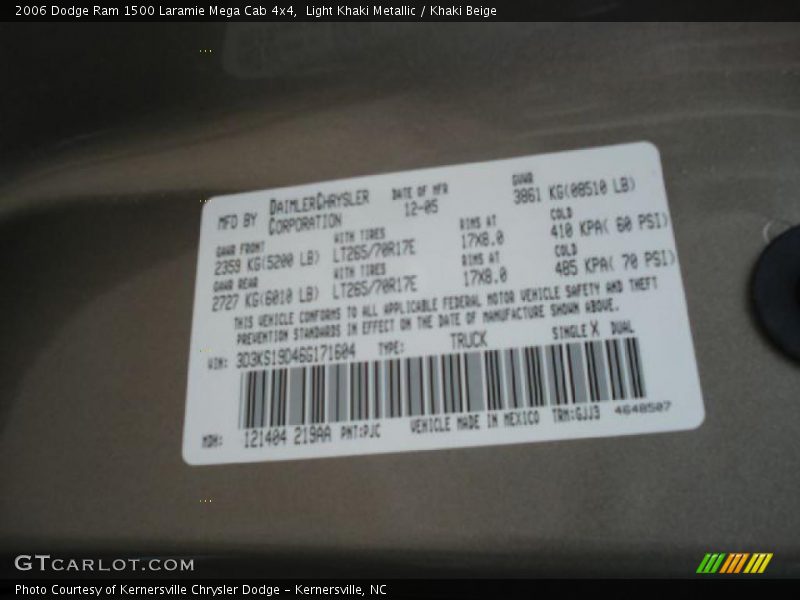 Light Khaki Metallic / Khaki Beige 2006 Dodge Ram 1500 Laramie Mega Cab 4x4