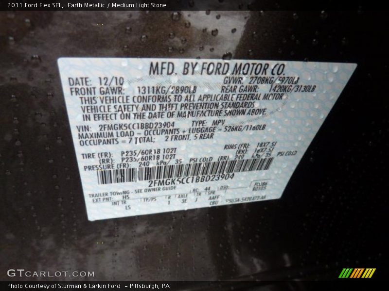 2011 Flex SEL Earth Metallic Color Code HS