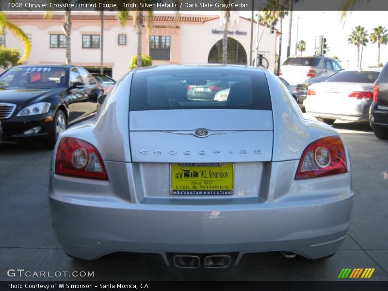 Bright Silver Metallic / Dark Slate Gray/Cedar 2008 Chrysler Crossfire Limited Coupe