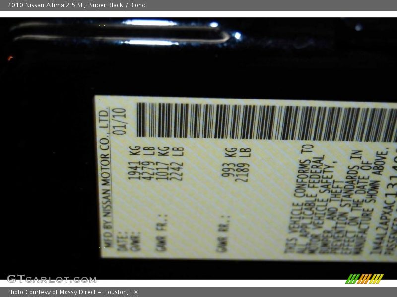 Super Black / Blond 2010 Nissan Altima 2.5 SL