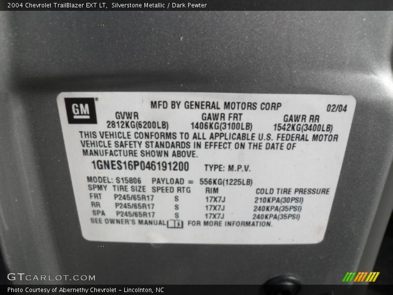 Silverstone Metallic / Dark Pewter 2004 Chevrolet TrailBlazer EXT LT