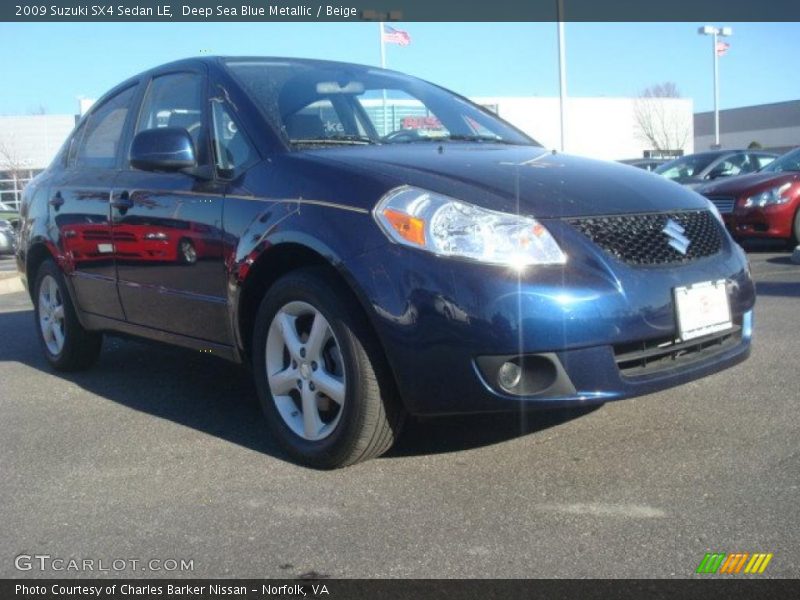 Deep Sea Blue Metallic / Beige 2009 Suzuki SX4 Sedan LE