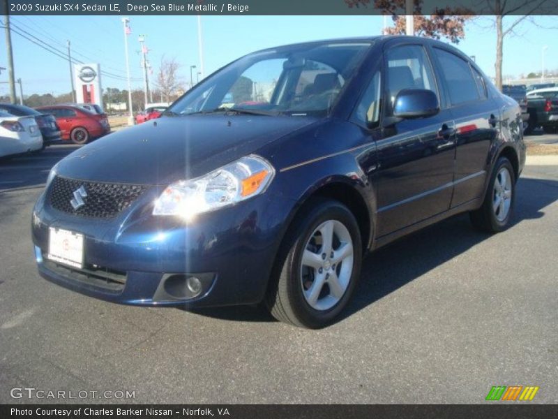 Deep Sea Blue Metallic / Beige 2009 Suzuki SX4 Sedan LE