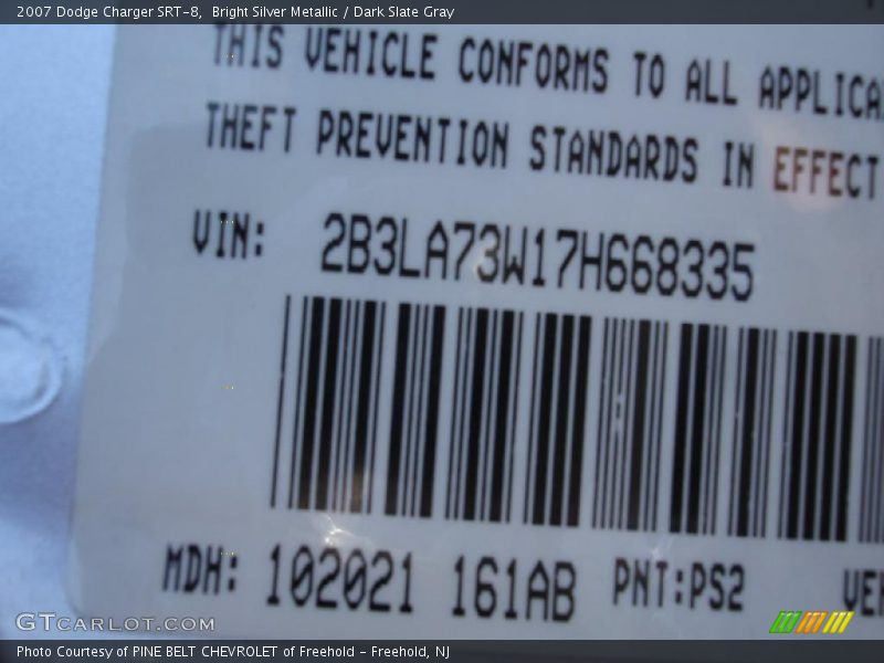 Bright Silver Metallic / Dark Slate Gray 2007 Dodge Charger SRT-8