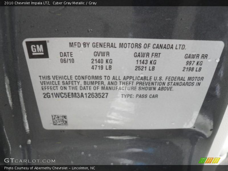 Cyber Gray Metallic / Gray 2010 Chevrolet Impala LTZ