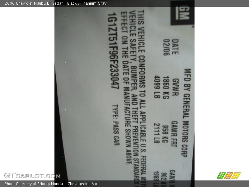 Black / Titanium Gray 2006 Chevrolet Malibu LT Sedan