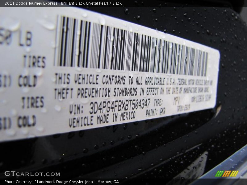 Brilliant Black Crystal Pearl / Black 2011 Dodge Journey Express