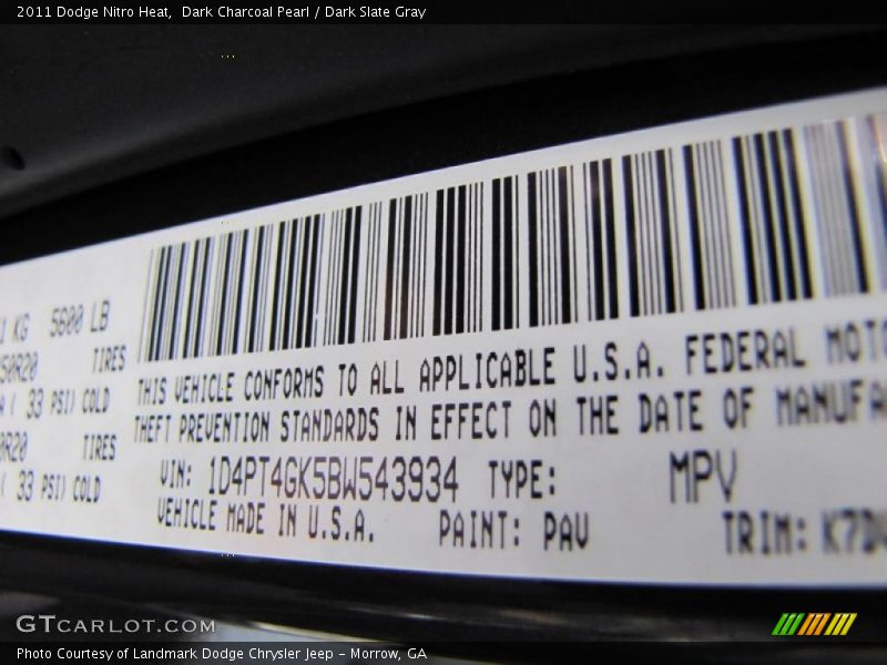 Dark Charcoal Pearl / Dark Slate Gray 2011 Dodge Nitro Heat