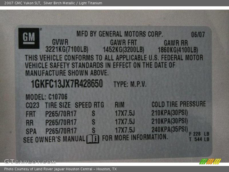 Silver Birch Metallic / Light Titanium 2007 GMC Yukon SLT