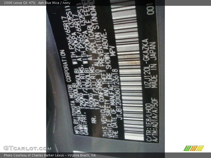Ash Blue Mica / Ivory 2006 Lexus GX 470