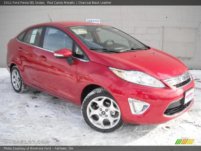 Red Candy Metallic / Charcoal Black Leather 2011 Ford Fiesta SEL Sedan