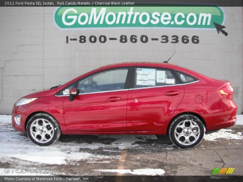Red Candy Metallic / Charcoal Black Leather 2011 Ford Fiesta SEL Sedan
