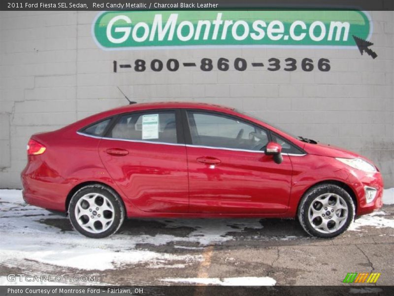 Red Candy Metallic / Charcoal Black Leather 2011 Ford Fiesta SEL Sedan