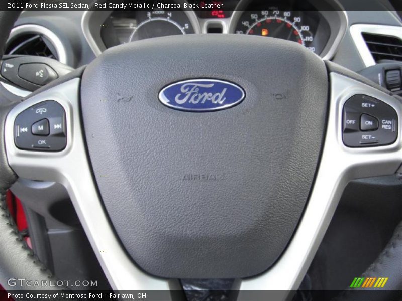 Red Candy Metallic / Charcoal Black Leather 2011 Ford Fiesta SEL Sedan