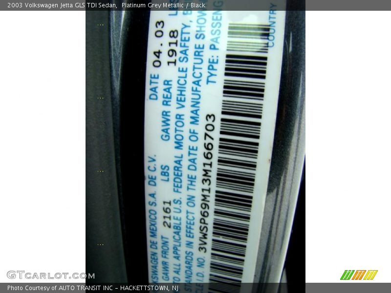 Platinum Grey Metallic / Black 2003 Volkswagen Jetta GLS TDI Sedan