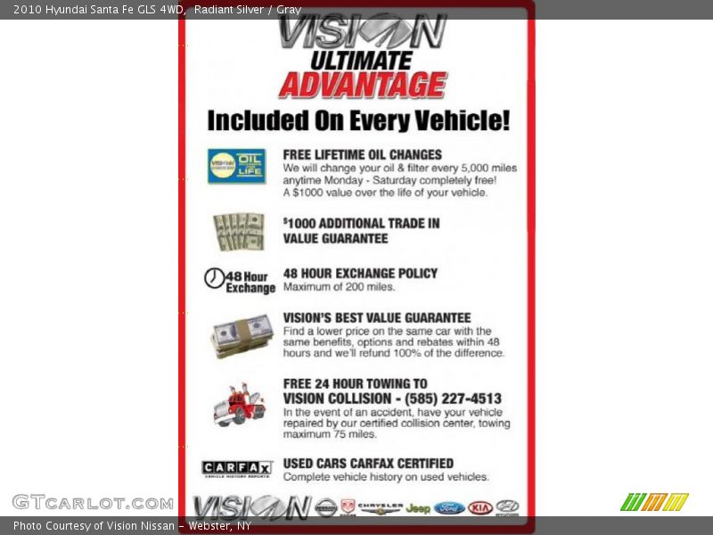 Radiant Silver / Gray 2010 Hyundai Santa Fe GLS 4WD