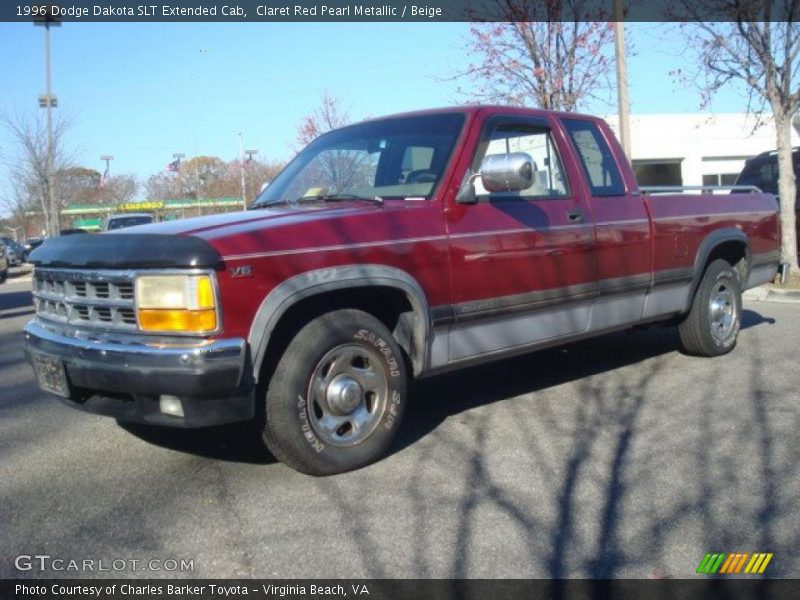 Claret Red Pearl Metallic / Beige 1996 Dodge Dakota SLT Extended Cab