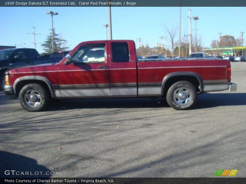 Claret Red Pearl Metallic / Beige 1996 Dodge Dakota SLT Extended Cab