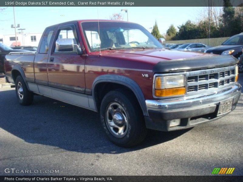 Claret Red Pearl Metallic / Beige 1996 Dodge Dakota SLT Extended Cab