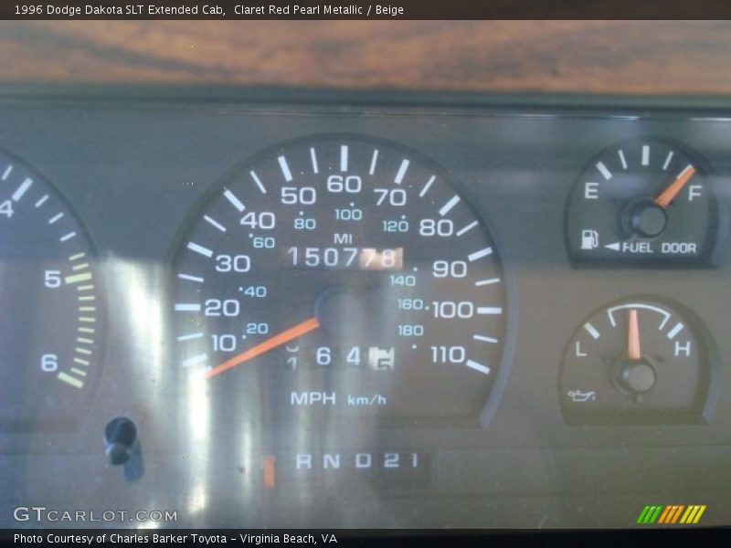 Claret Red Pearl Metallic / Beige 1996 Dodge Dakota SLT Extended Cab