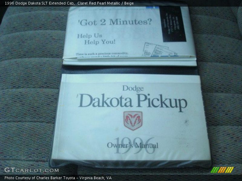 Claret Red Pearl Metallic / Beige 1996 Dodge Dakota SLT Extended Cab
