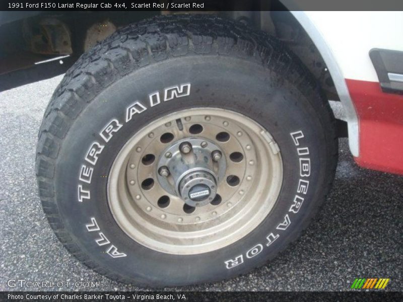 Scarlet Red / Scarlet Red 1991 Ford F150 Lariat Regular Cab 4x4