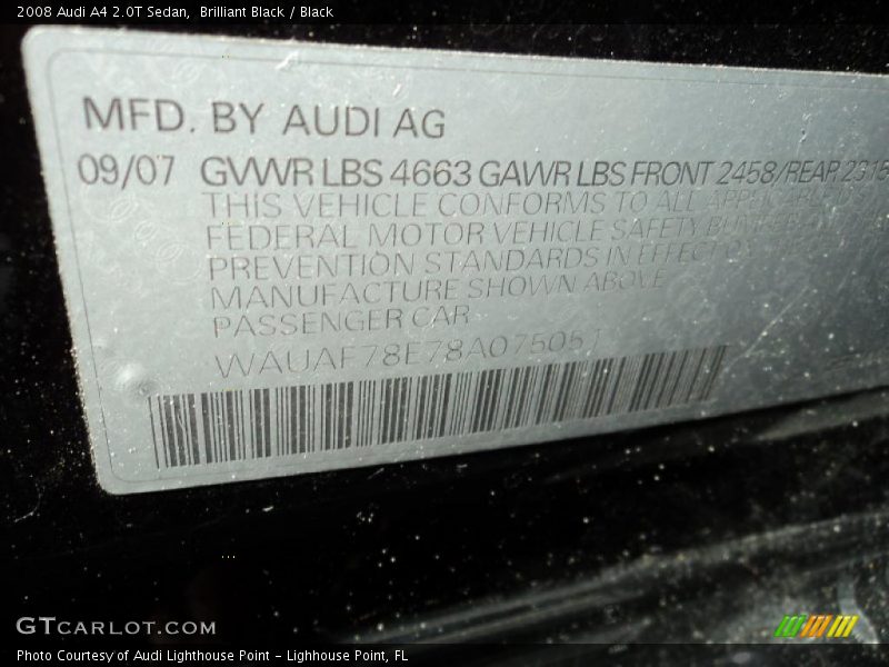 Brilliant Black / Black 2008 Audi A4 2.0T Sedan