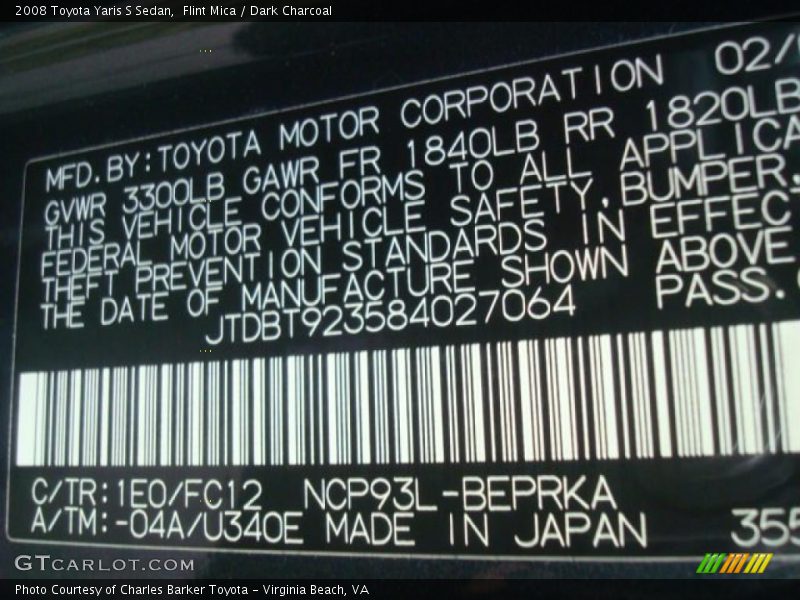 Flint Mica / Dark Charcoal 2008 Toyota Yaris S Sedan