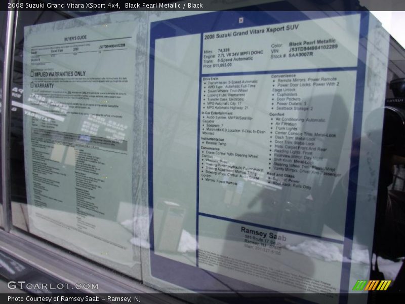  2008 Grand Vitara XSport 4x4 Window Sticker